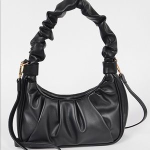 NWT Trendy Pleated Simple Shoulder Bag In Black